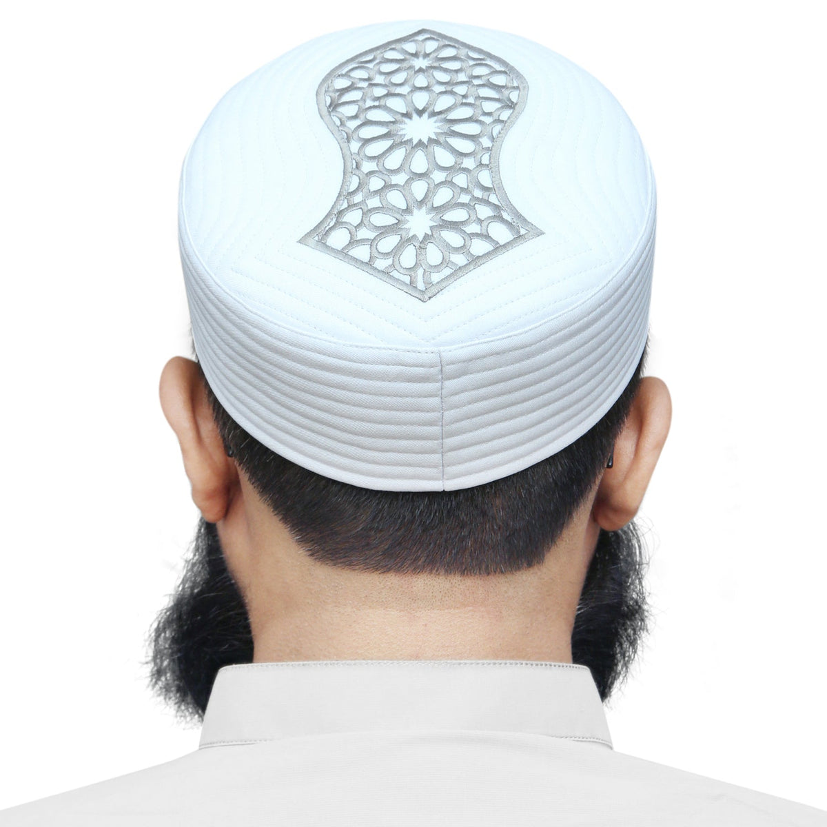 White Mujtaba Nalain Kufi Refined Salah Prayer Hat for Men