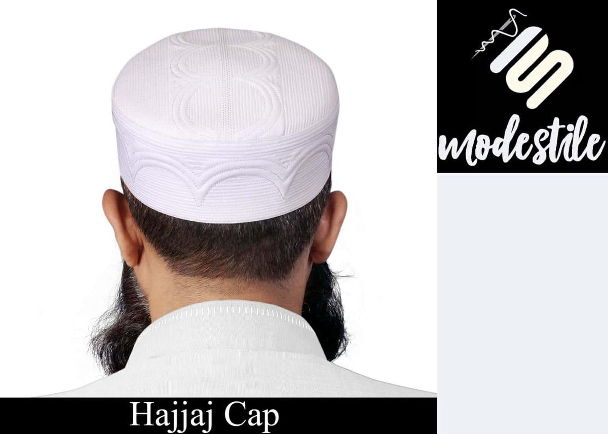 White Hajjaj Kufi Classic Muslim Namaz Topi
