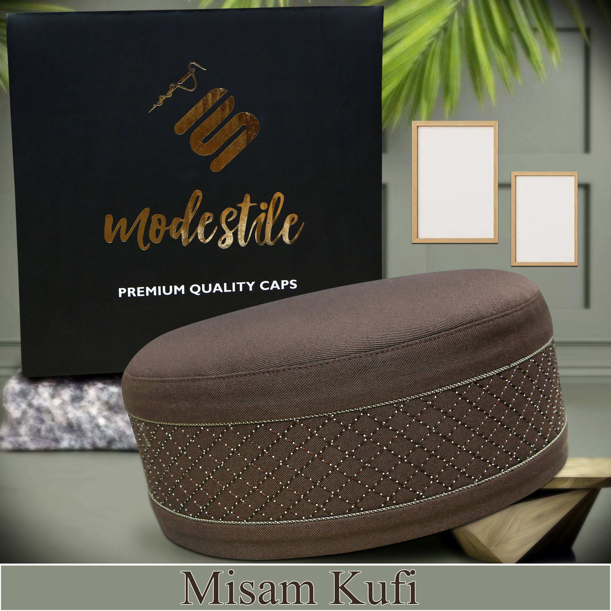 Brown Misaam Kufi Classic Traditional Prayer Hat