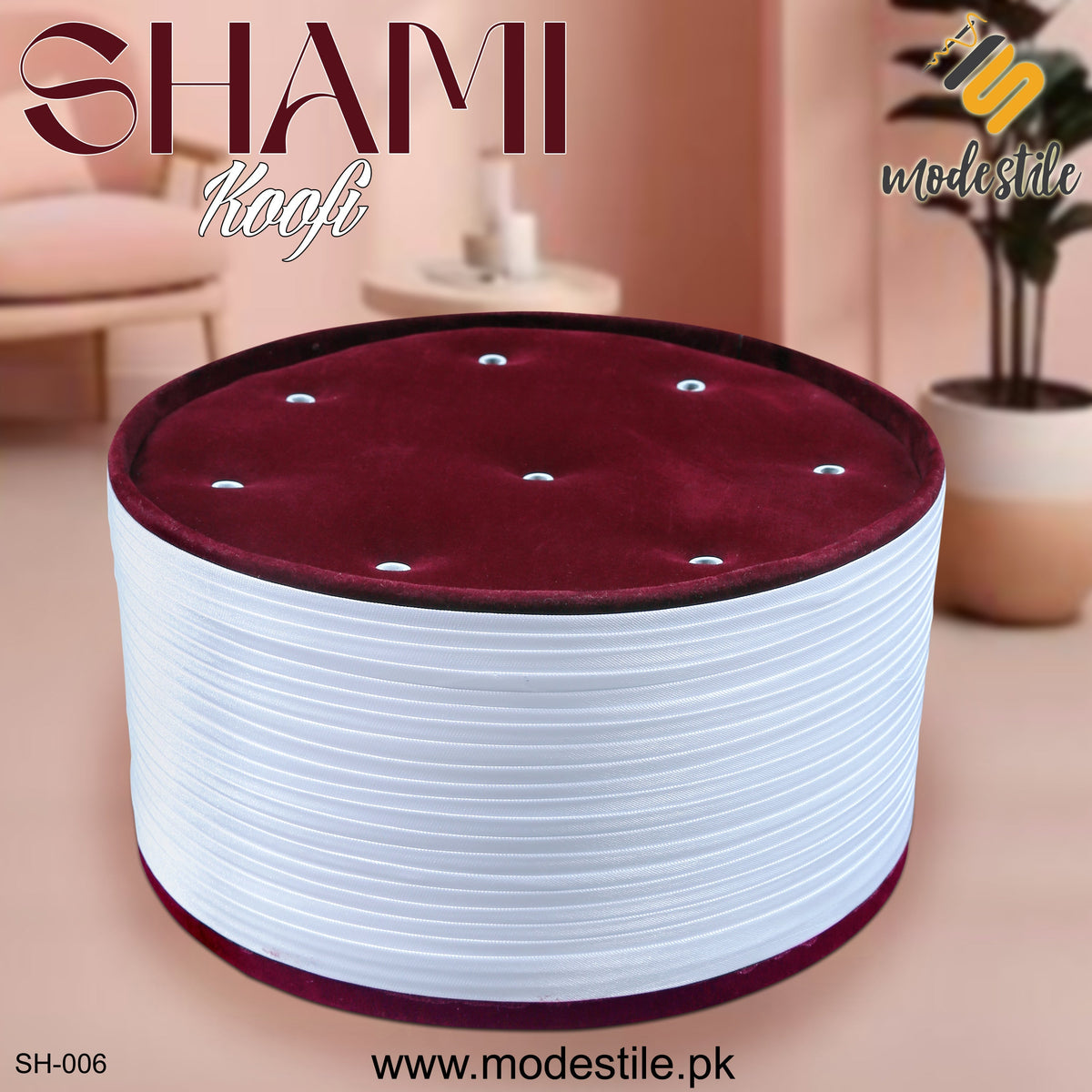 Maroon SH-006 Premium Muslim Turban Style Cap
