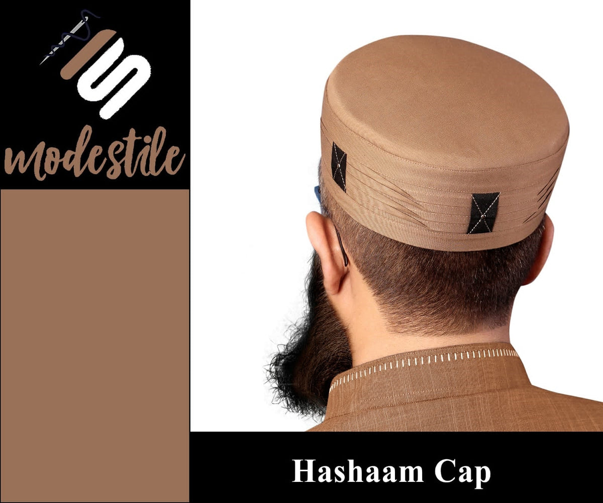 Golden Hashaam Kufi Premium Embroidered Islamic Cap