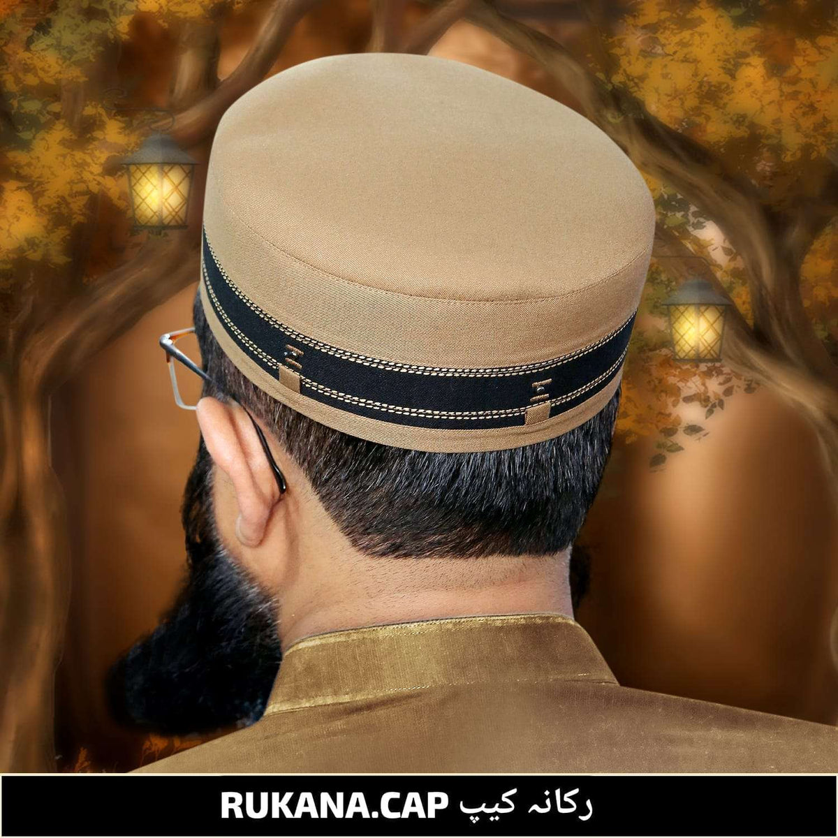 Golden Rukana Kufi Stylish Islamic Prayer Cap