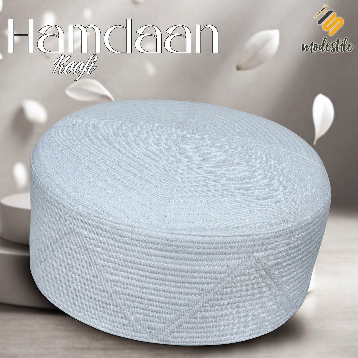 White Hamdaan Kufi Classic Muslim Namaz Topi
