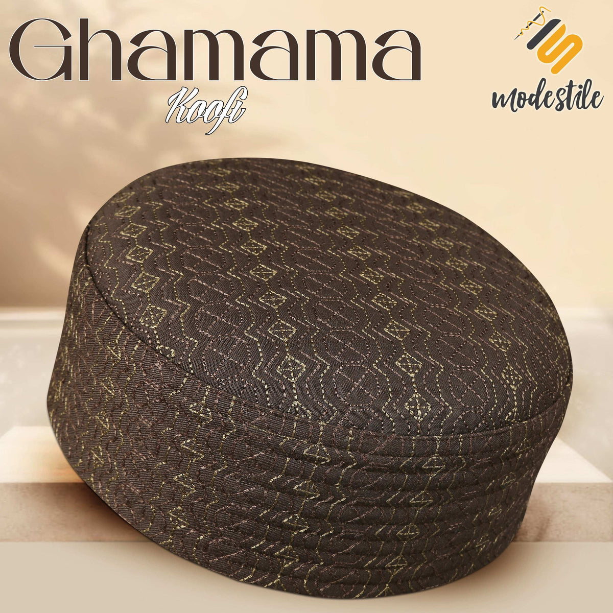 Brown Ghamama Kufi Elegant Traditional Prayer Hat