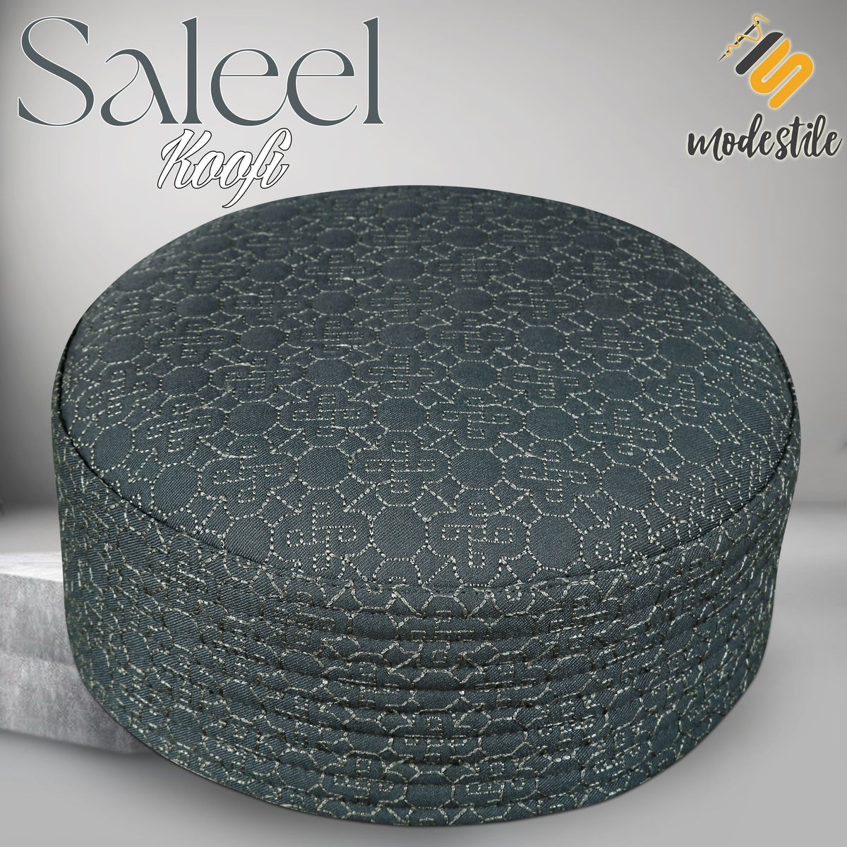 Grey Saleel Kufi Soft Comfortable Islamic Skull Cap