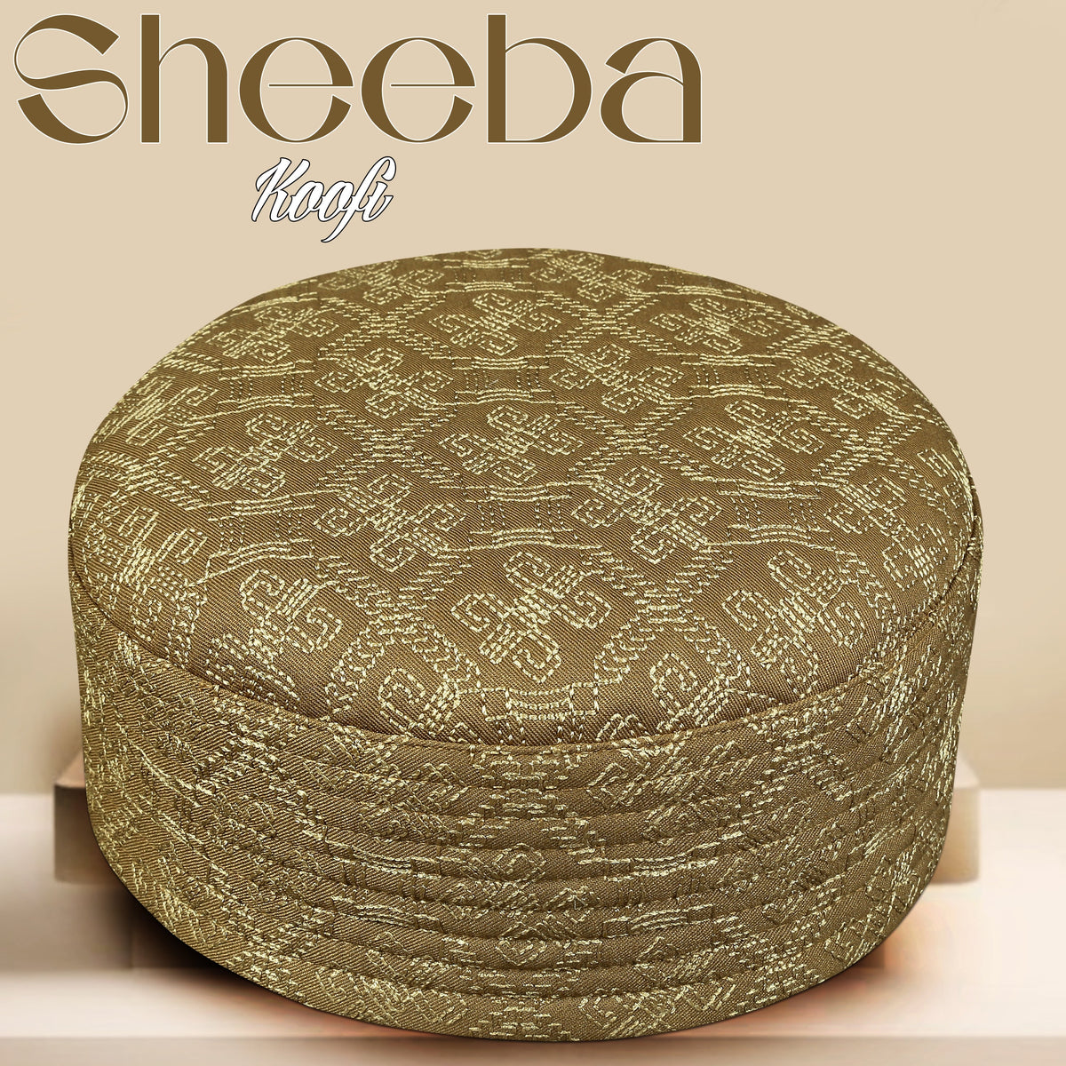 Golden Sheeba Kufi Premium Embroidered Islamic Cap