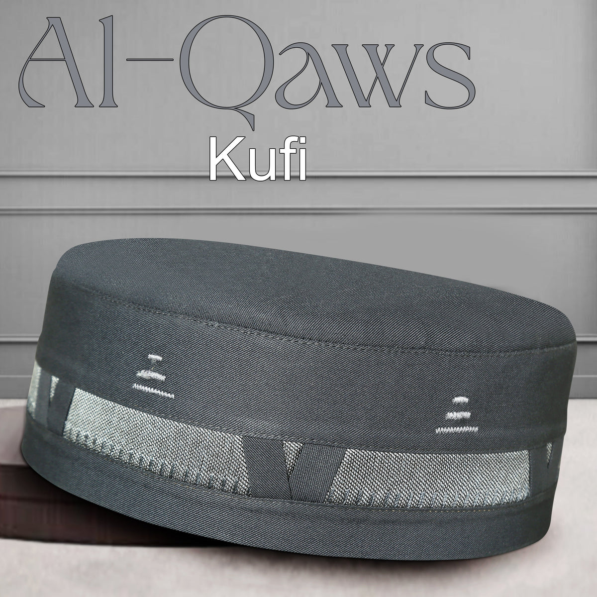 Gray Al-Qaws Kufi Modern Islamic Skull Cap