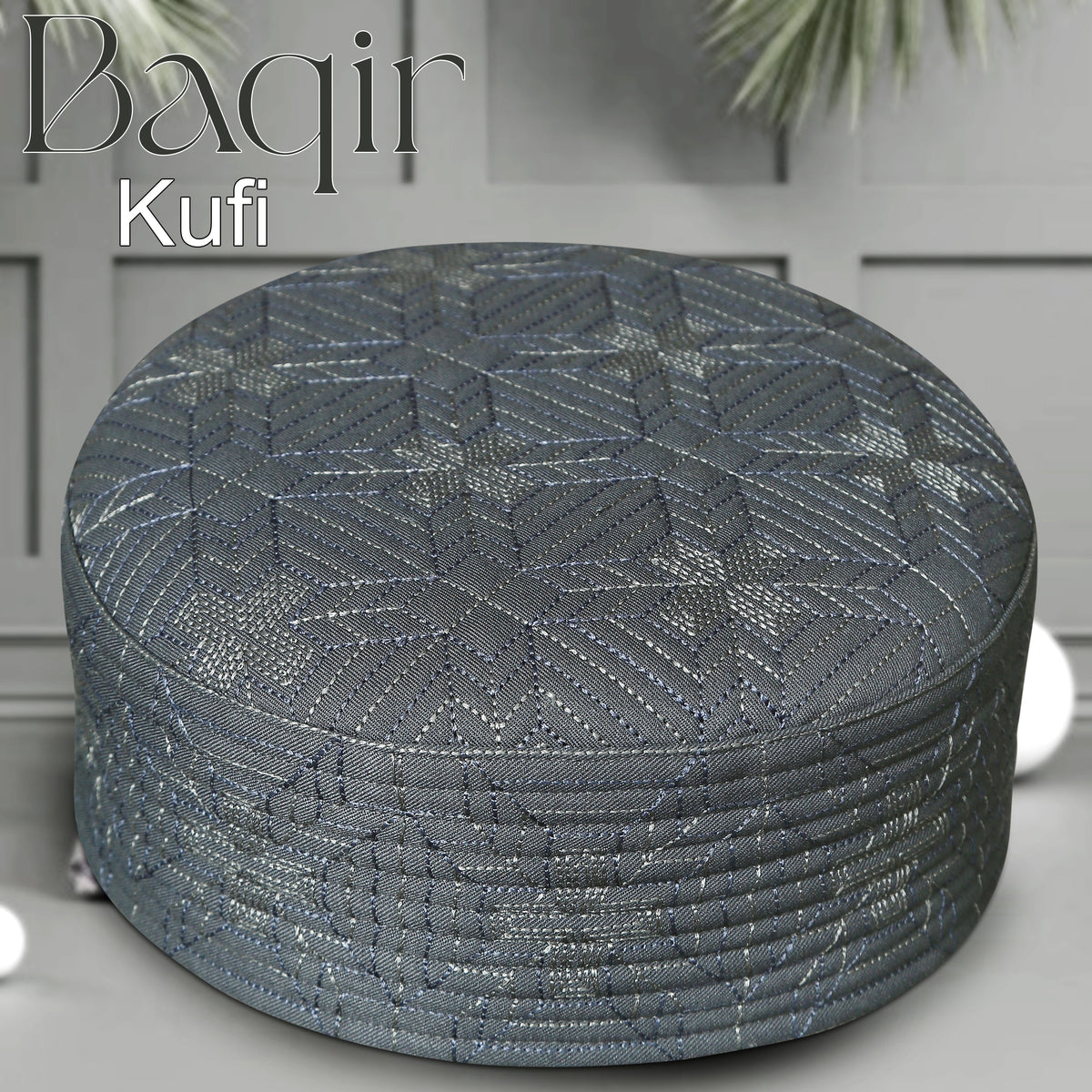 Gray Baqir Hard Kufi Classic Islamic Prayer Cap