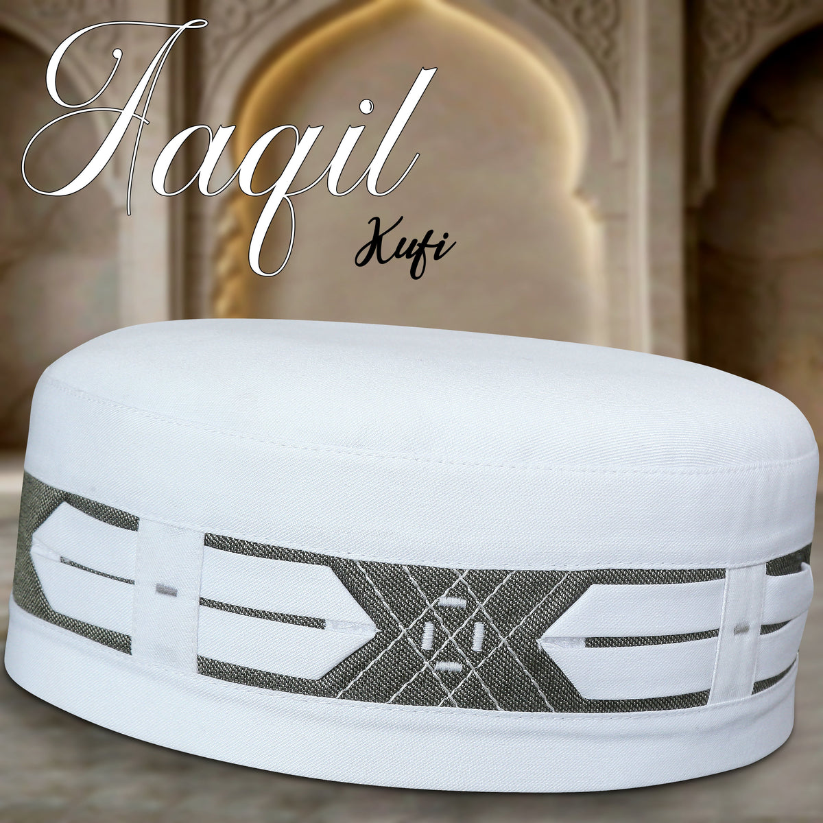 Aaqil Islamic Kufi – Traditional Patterned Muslim Prayer Cap for Men