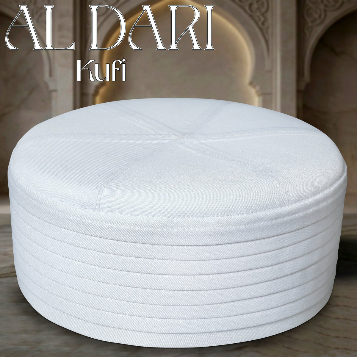 White Al Dari Kufi Classic Namaz Topi for Daily Salah
