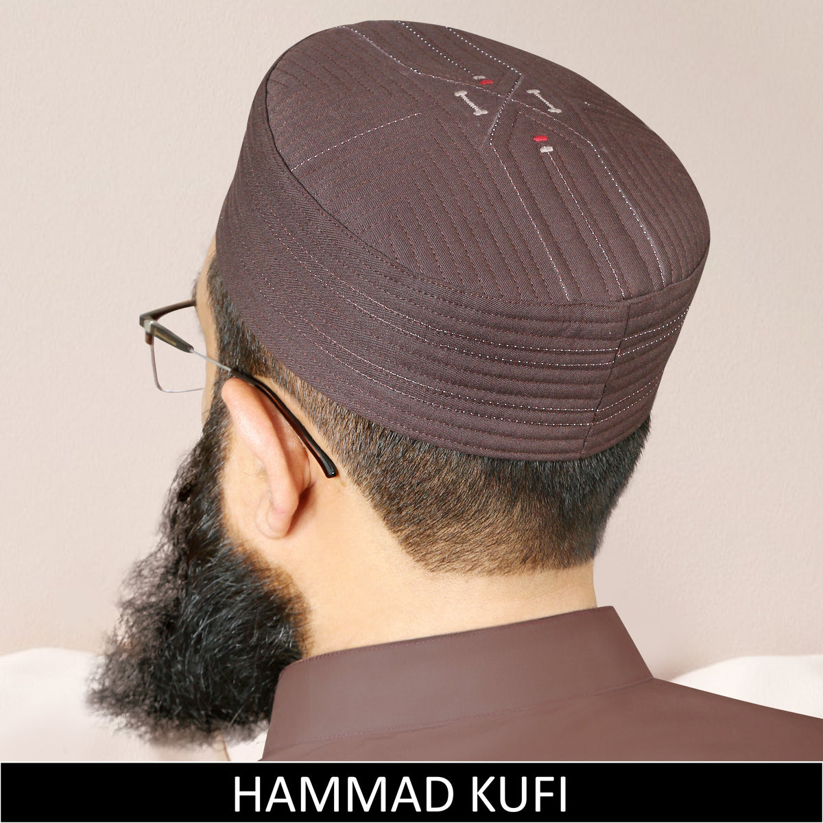 Brown Hammad Hard Kufi Cap Premium Handmade Islamic Prayer Cap