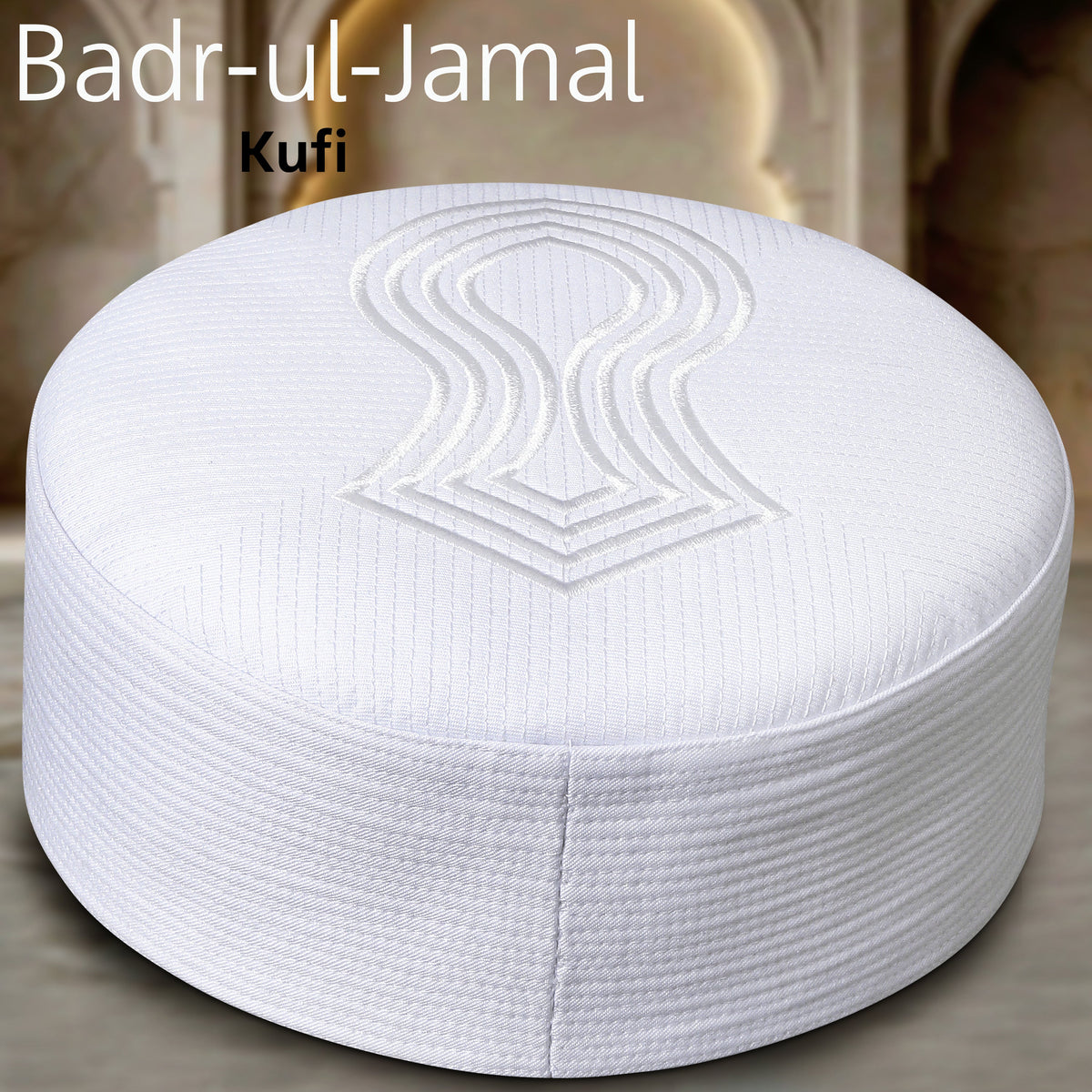 Badr-ul-Jamal Kufi – Premium Nalain Embroidered Islamic Prayer Cap for Men