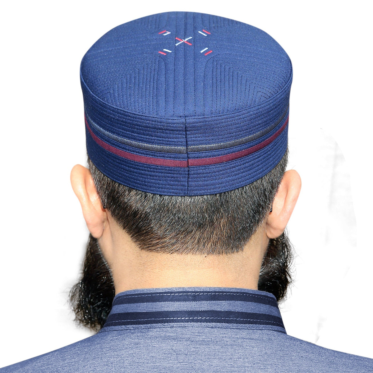 Navy Blue Kamal Kufi Premium Stitched Muslim Cap