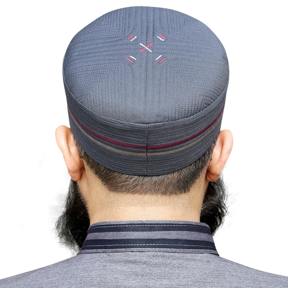 Gray Kamal Kufi Elegant Royal Kufi Hat