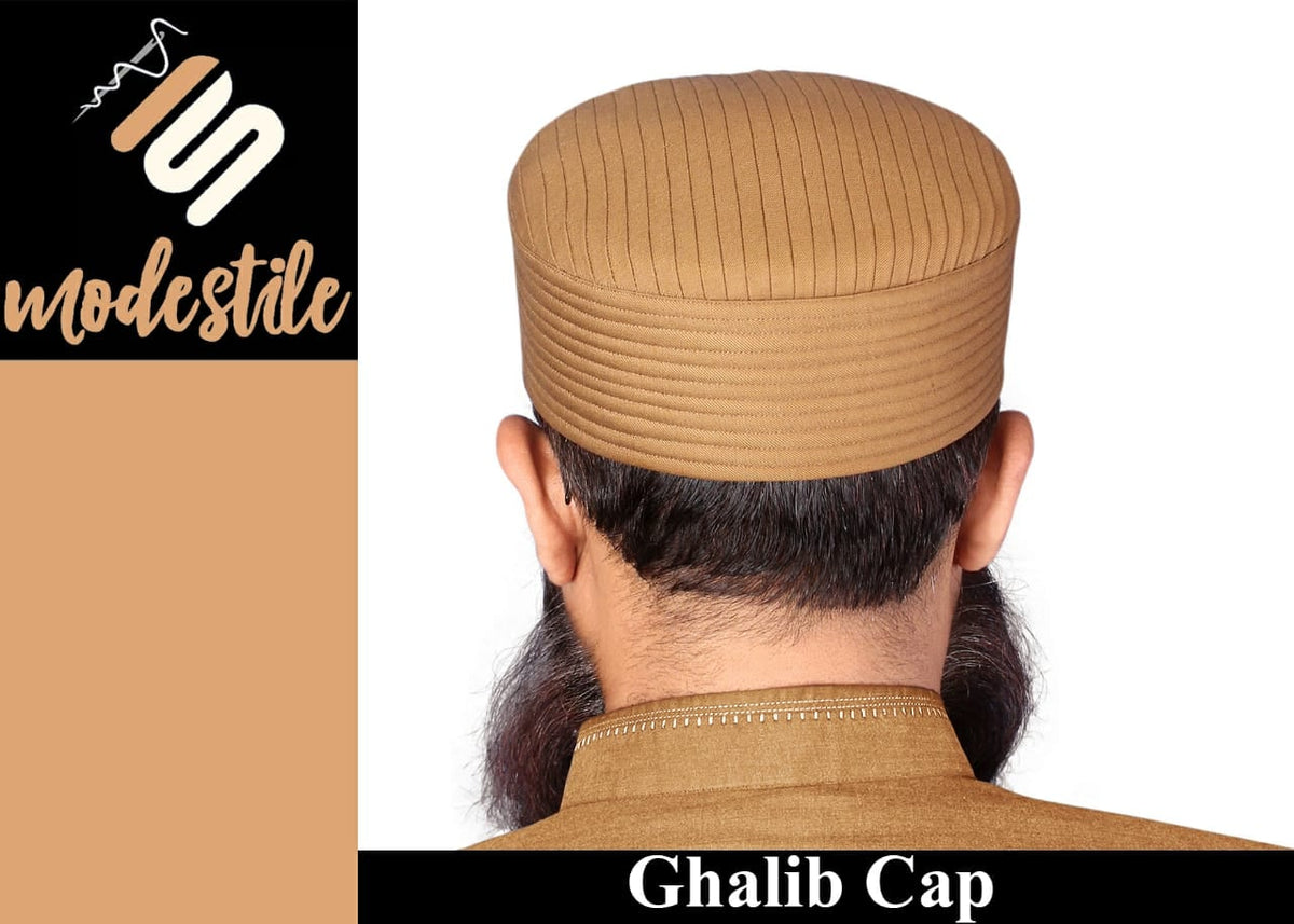 Golden Ghalib Kufi Premium Embroidered Prayer Cap