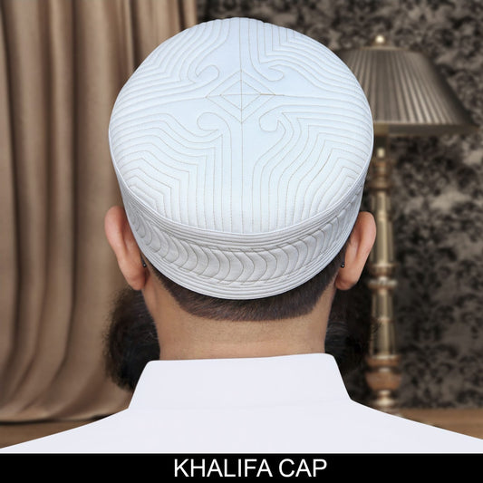 White Khalifa Kufi Classic Muslim Namaz Topi