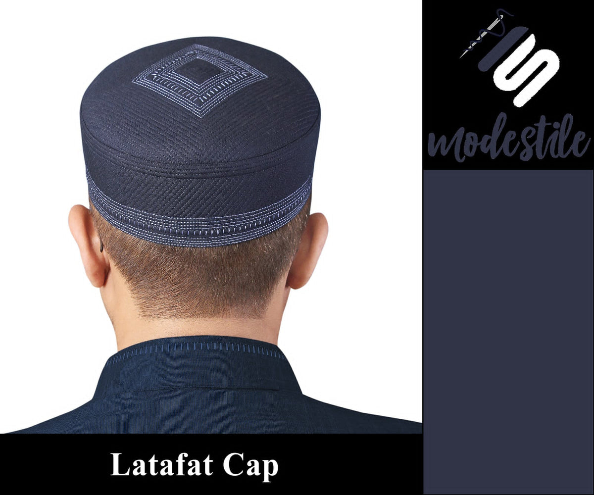 Navy Blue Latafat Kufi Stylish Daily Salah Cap