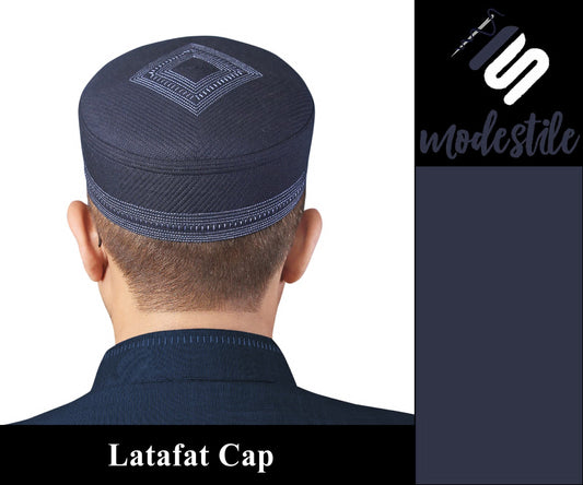 Navy Blue Latafat Kufi Stylish Daily Salah Cap