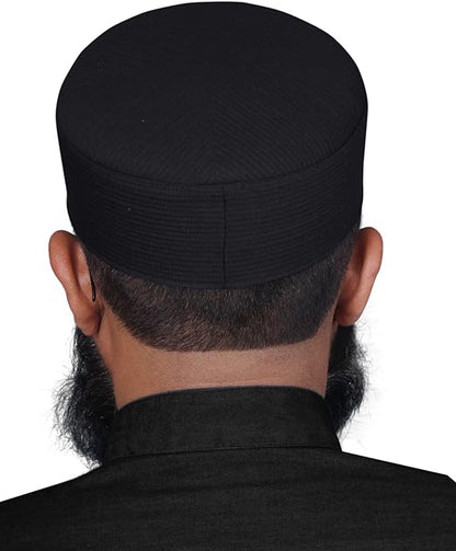 Black Sirya Kufi Premium Islamic Prayer Cap for Men