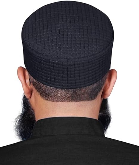 Black Tehseen Kufi Premium Islamic Prayer Cap for Men