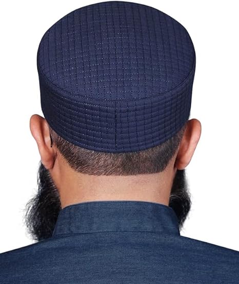 Blue Tehseen Kufi Elegant Muslim Prayer Hat