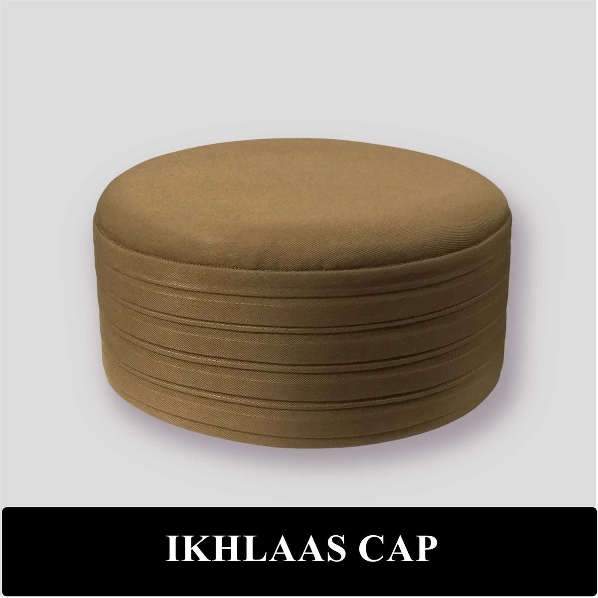 Golden Ikhlaas Kufi Premium Embroidered Prayer Cap