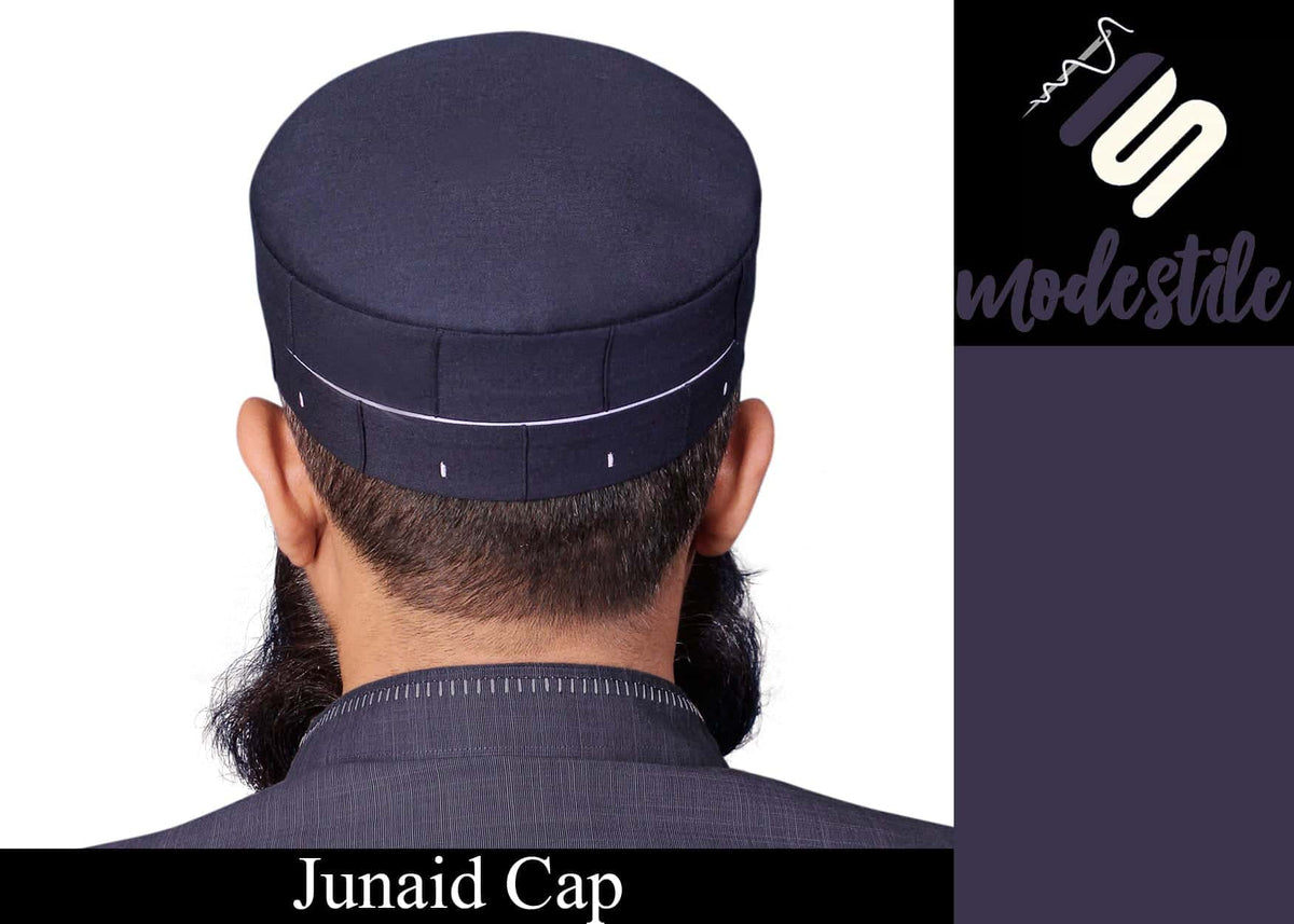 Navy Blue Junaid Kufi Elegant Salah Cap for Men