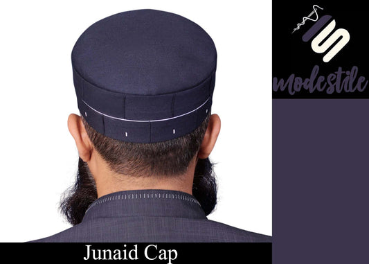 Navy Blue Junaid Kufi Elegant Salah Cap for Men
