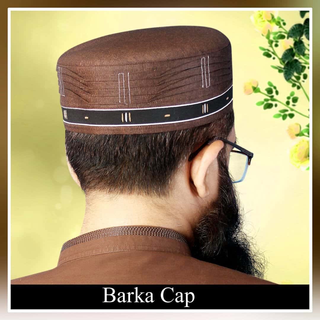 Brown Barka Kufi Traditional Muslim Namaz Topi