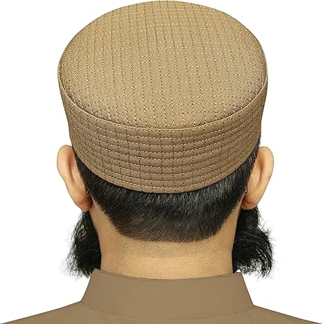 Golden Tehseen Kufi Premium Embroidered Muslim Cap