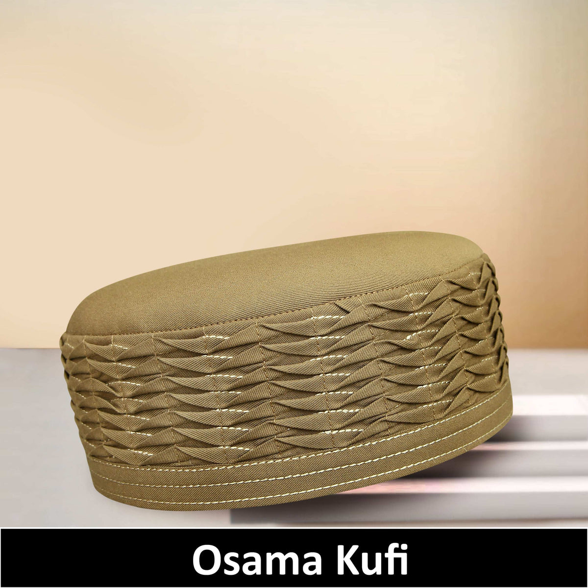 Golden Usama Kufi Refined Embroidered Muslim Kufi Hat