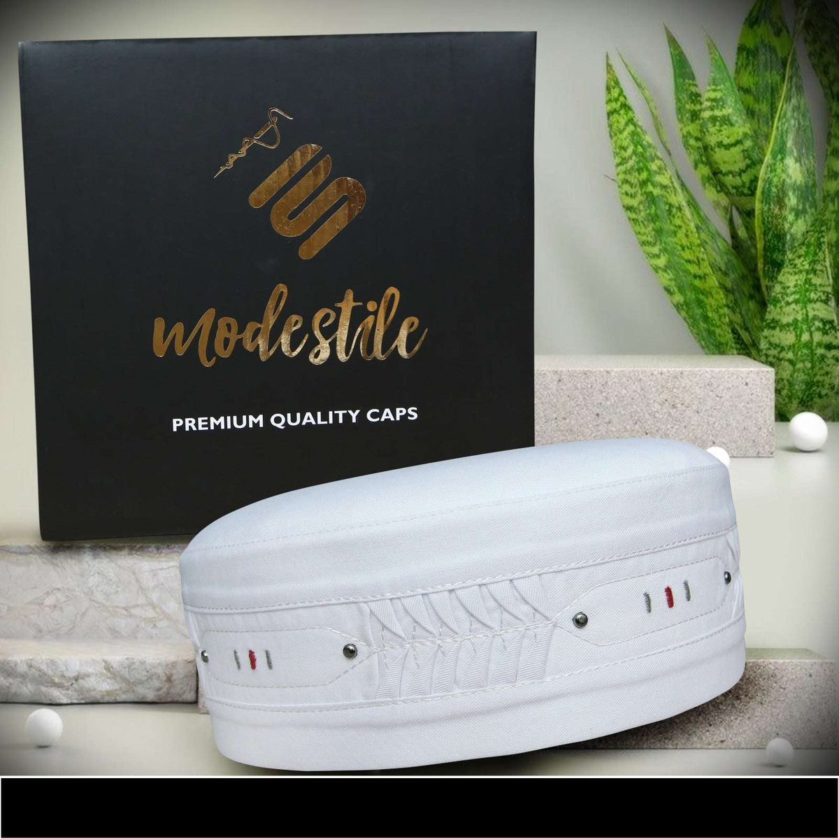 White Inayat Kufi Premium Traditional Prayer Cap