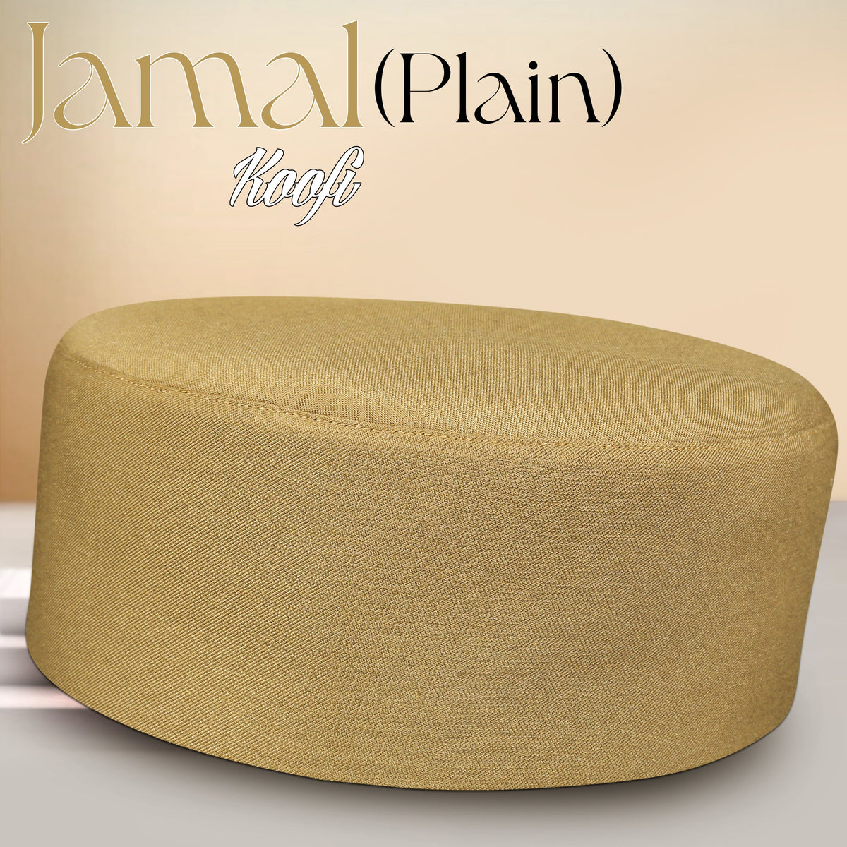 Golden Jamal Kufi Traditional Embroidered Prayer Cap