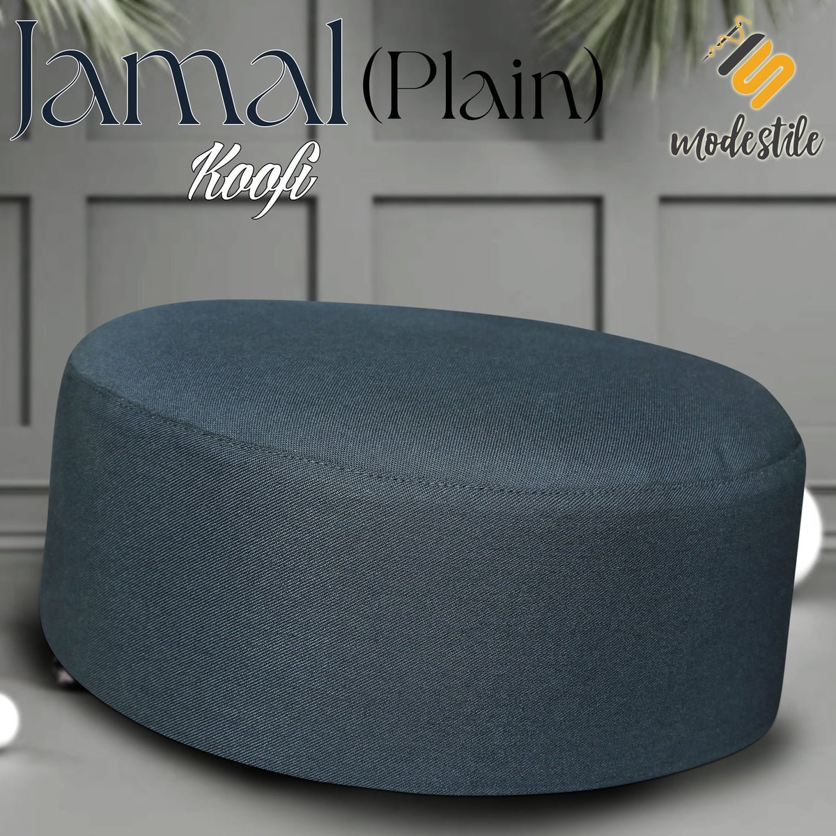 Grey Jamal Kufi Comfortable Islamic Skull Cap
