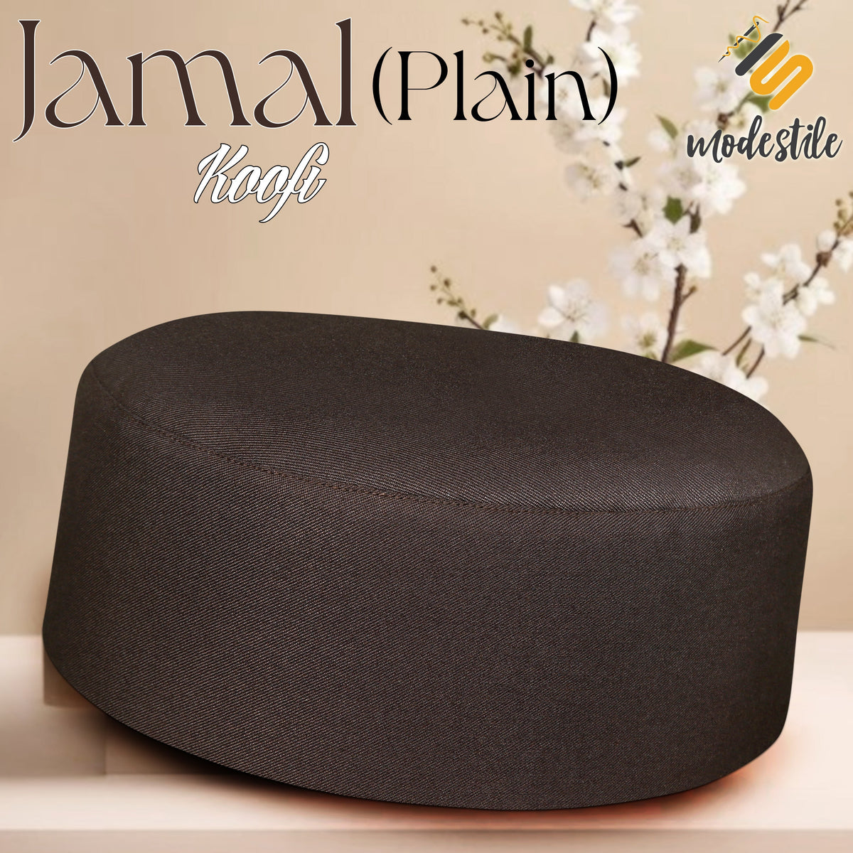 Brown Jamal Kufi Classic Traditional Muslim Prayer Hat