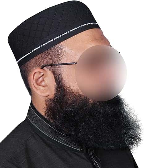 Black Kinana Kufi Premium Islamic Prayer Cap for Men