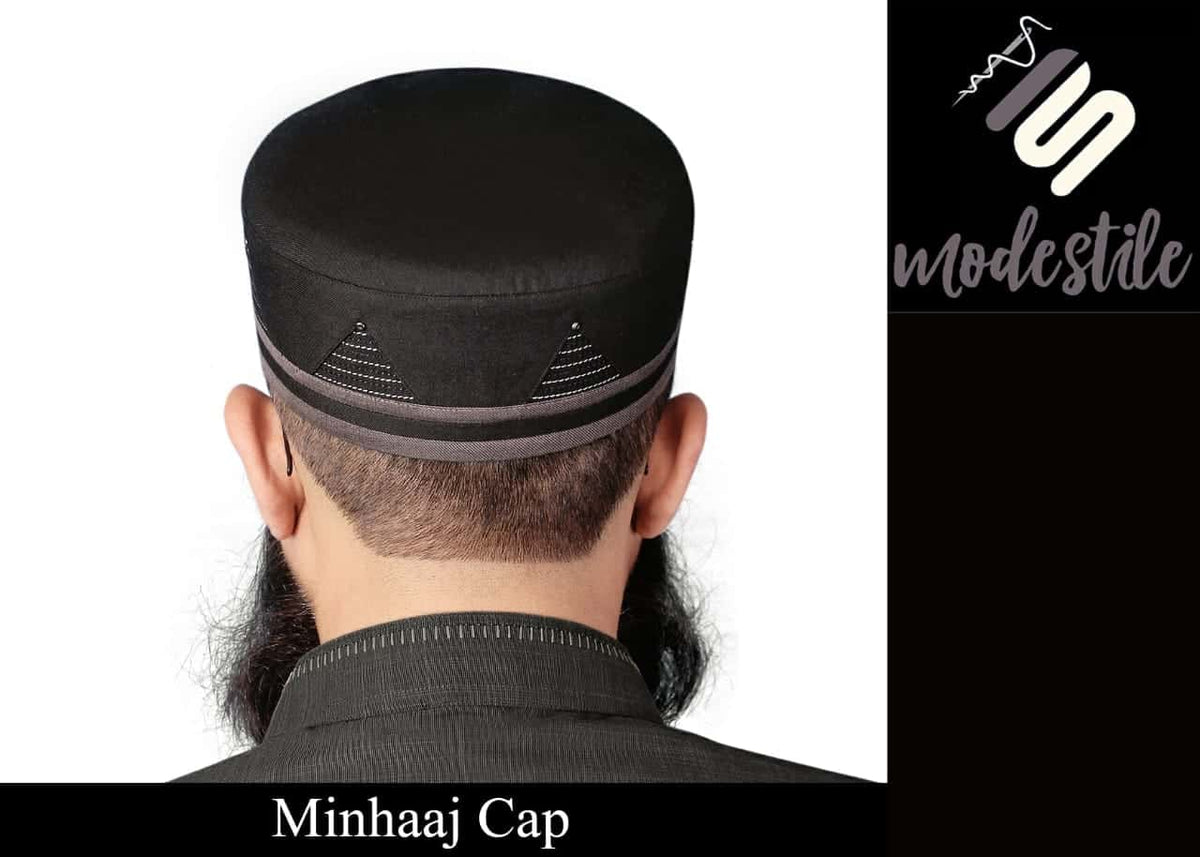 Black Minhaj Kufi Premium Islamic Prayer Cap for Men