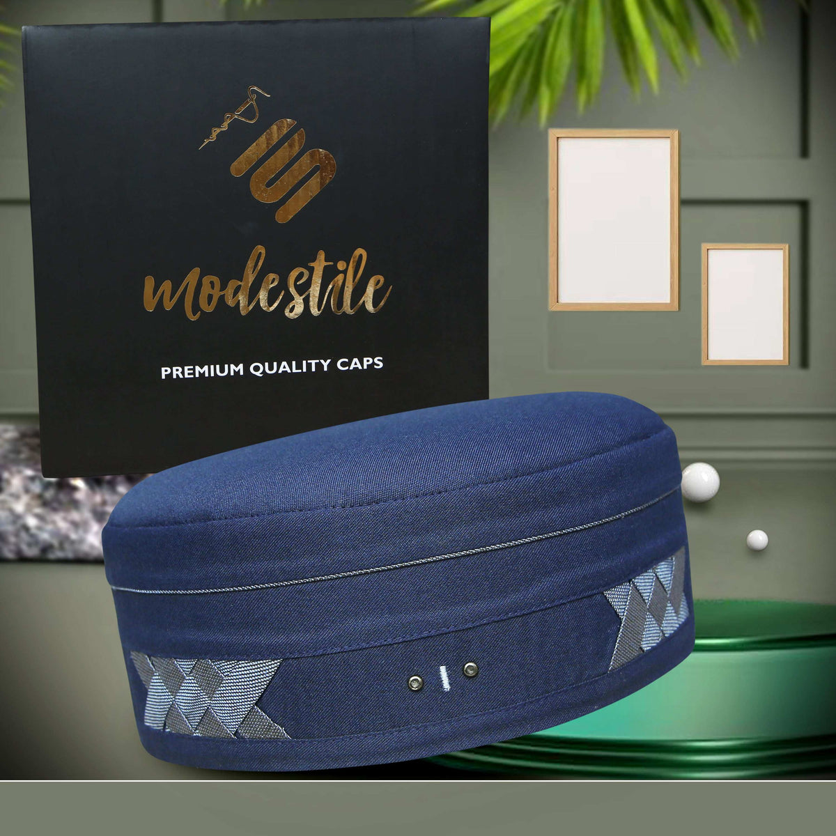 Navy Blue Raees Kufi Stylish Daily Salah Cap