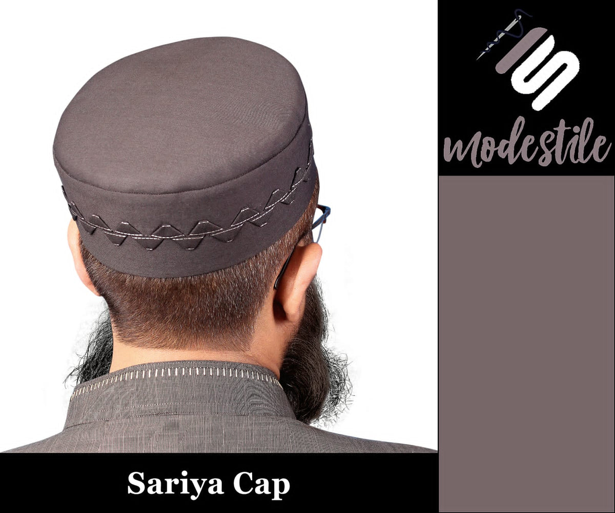Grey Saariya Kufi Soft Comfortable Islamic Skull Cap