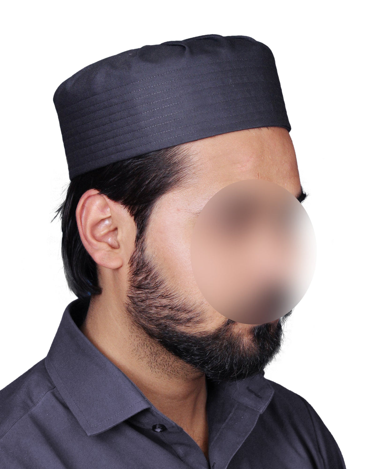 Black Umar Kufi Premium Islamic Prayer Cap for Men