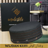 Black Wajdaan Kufi Premium Islamic Prayer Cap for Men
