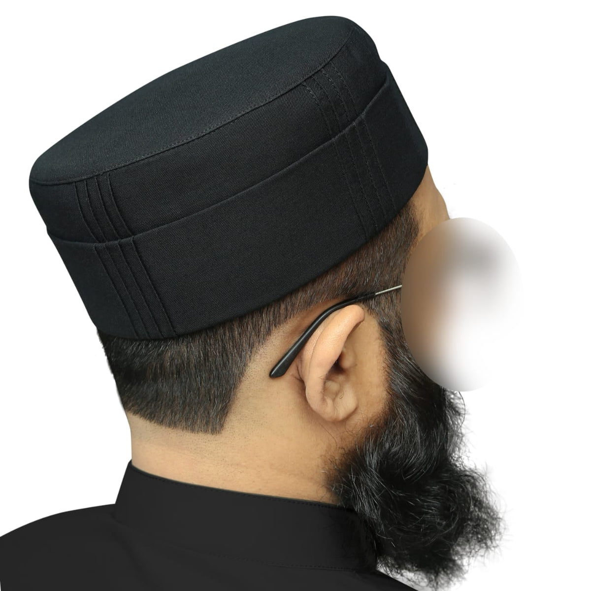 Black Zakwan Kufi Premium Islamic Prayer Cap for Men