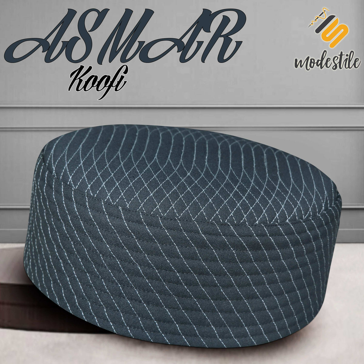 Grey Asmar Kufi Soft Comfortable Islamic Skull Cap