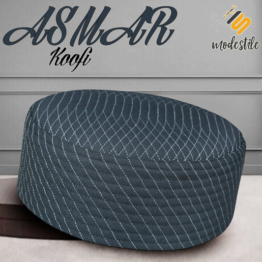Grey Asmar Kufi Soft Comfortable Islamic Skull Cap