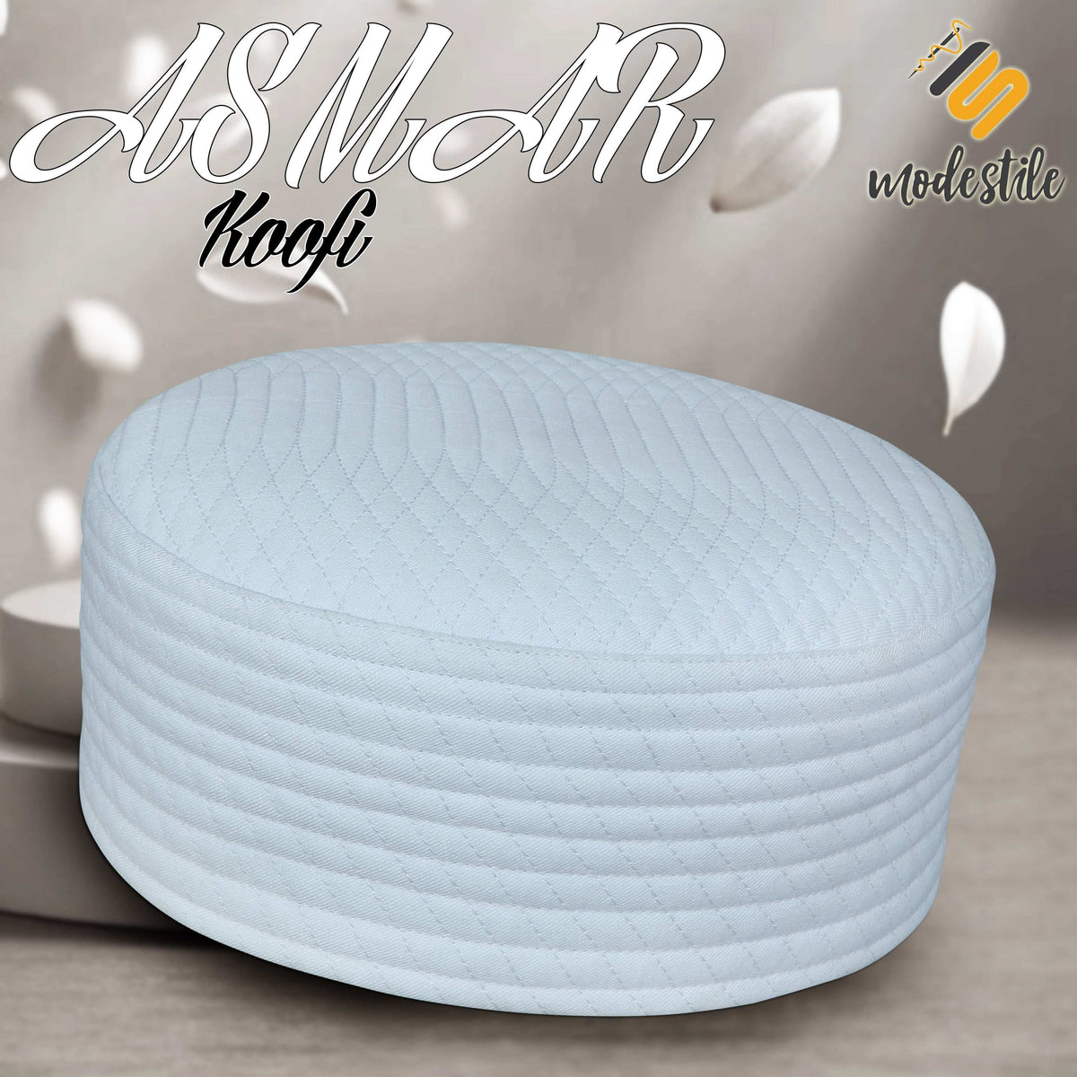 White Asmar Kufi Classic Muslim Namaz Topi