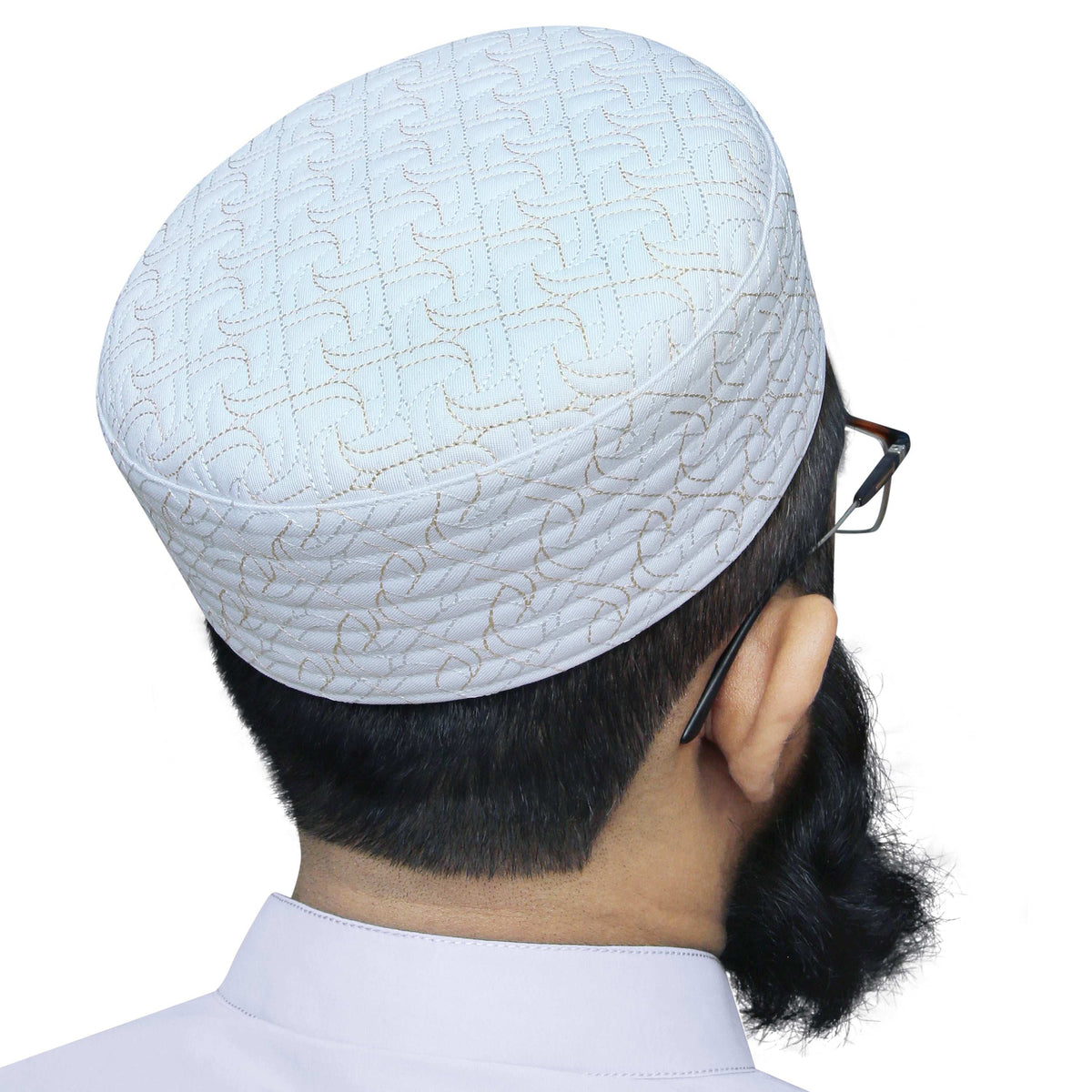 White Arkan Kufi Classic Muslim Namaz Topi