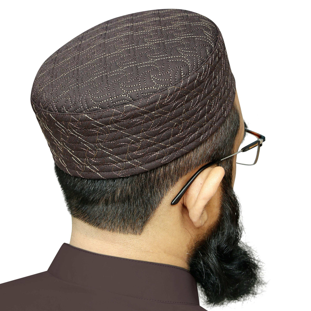 Brown Arkan Kufi Traditional Muslim Prayer Hat