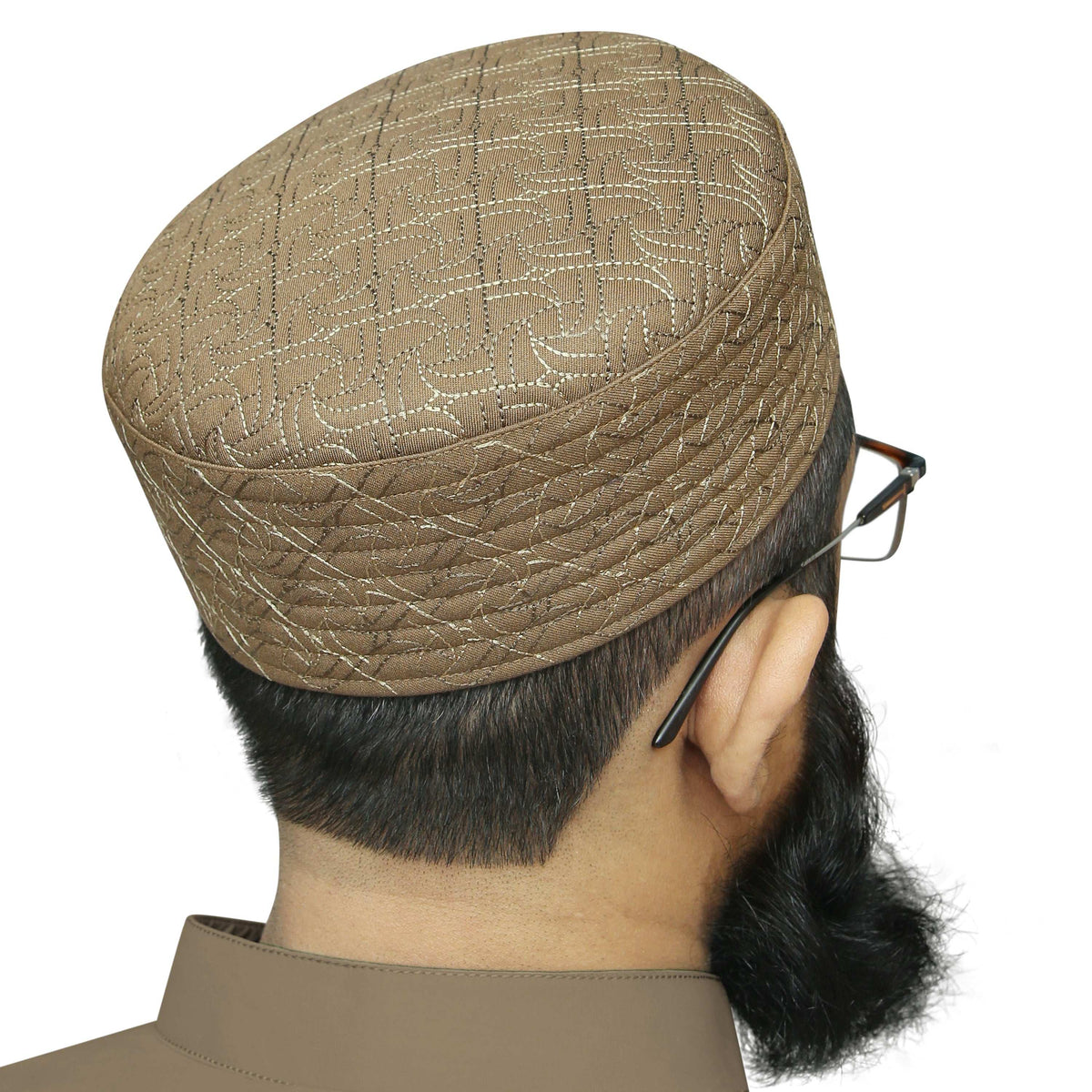 Golden Arkan Kufi Premium Embroidered Prayer Cap