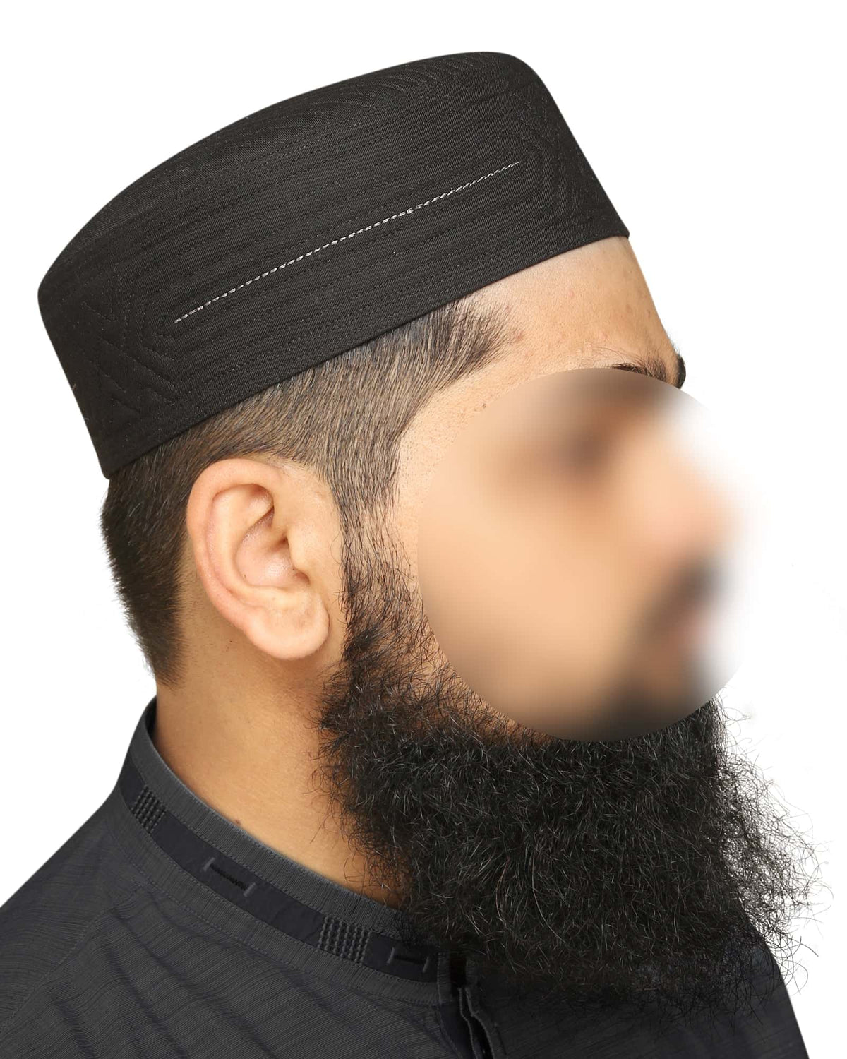 Black Anas Kufi Premium Islamic Prayer Cap for Men