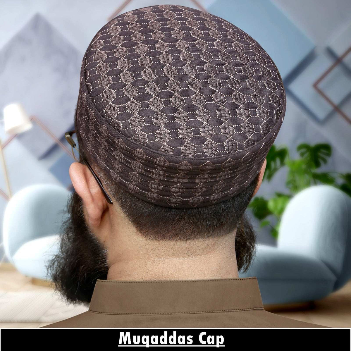 Brown Fayyad Kufi Traditional Muslim Prayer Hat